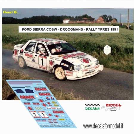 1:24 DECALS FORD SIERRA COSW. DROOGMANS RALLY YPRES 1991