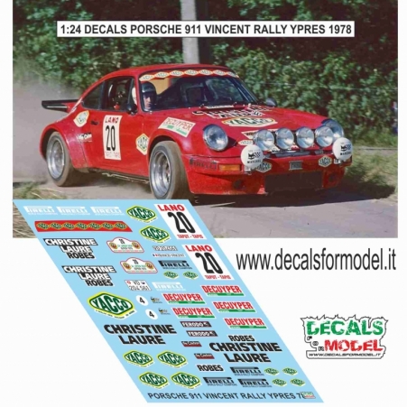 1:24 DECALS PORSCHE 911 - VINCENT - RALLY YPRES 1978