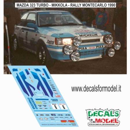 DECALS 1:43 MAZDA 323 TURBO - MIKKOLA - RALLY MONTECARLO 1990