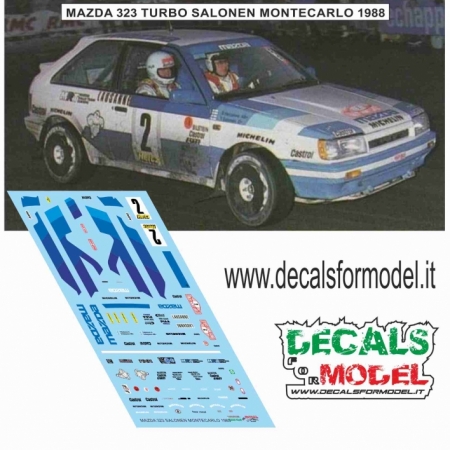 DECALS 1:43 MAZDA 323 TURBO - SALONEN - RALLY MONTECARLO 1988