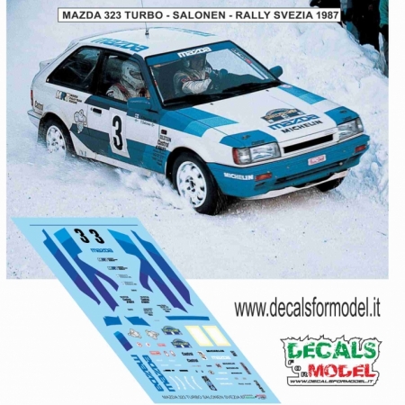 DECALS 1:43 MAZDA 323 TURBO - SALONEN - RALLY SVEZIA 1987