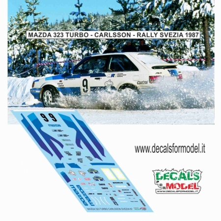 DECALS 1:43 MAZDA 323 TURBO - CARLSSON - RALLY SVEZIA 1987