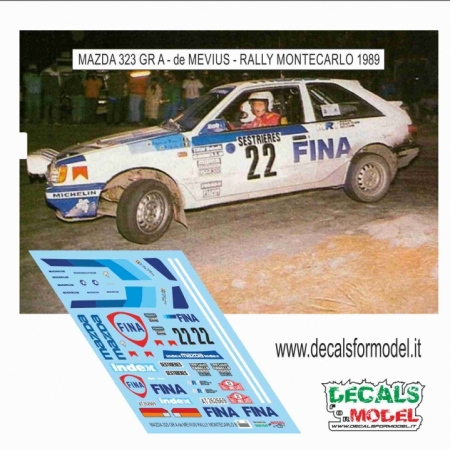 DECALS 1:43 MAZDA 323 TURBO - DE MEVIUS - RALLY MONTECARLO 1989