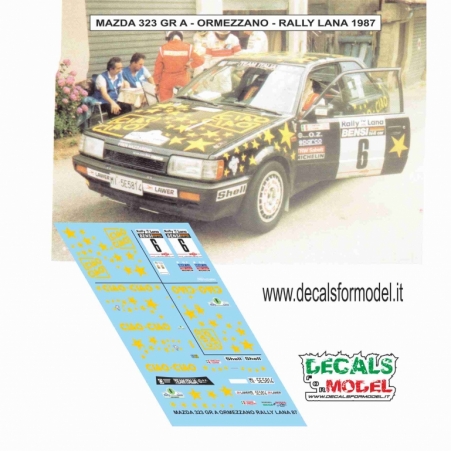 DECALS 1:43 MAZDA 323 GR. A - ORMEZZANO - RALLY LANA 1987