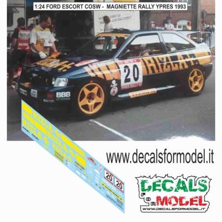 DECALS 1:24 FORD ESCORT COSW - RIZLA - MAGNIETTE - RALLY YPRES 1993