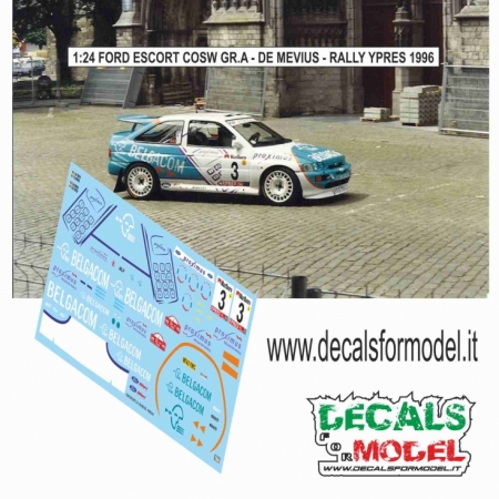 DECALS 1:24 FORD ESCORT COSW. GR. A - BELGACOM - DE MEVIUS - RALLY YPRES 1996