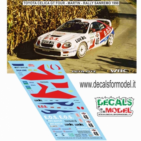 1:43 DECAL TOYOTA CELICA GT FOUR - MARTIN - RALLY SANREMO 1998