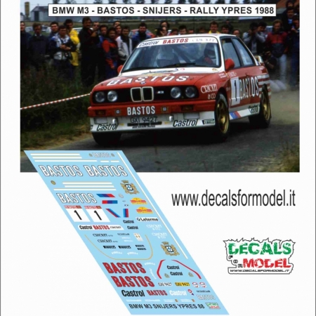 DECALS 1:43 - BMW M3 E30 - BASTOS - SNIJERS - RALLY YPRES 1988