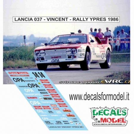 DECALS 1:43 - LANCIA 037 - VINCENT - RALLY YPRES 1986