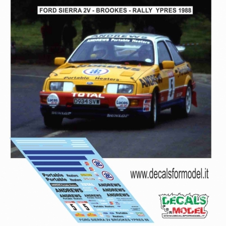 DECALS 1:43 - FORD SIERRA 2V - BROOKS - RALLY YPRES 1988