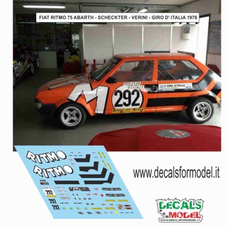 DECALS 1:43 - FIAT RITMO 75 ABARTH - SCHECKSTER - VERINI - GIRO D' ITALIA 1978