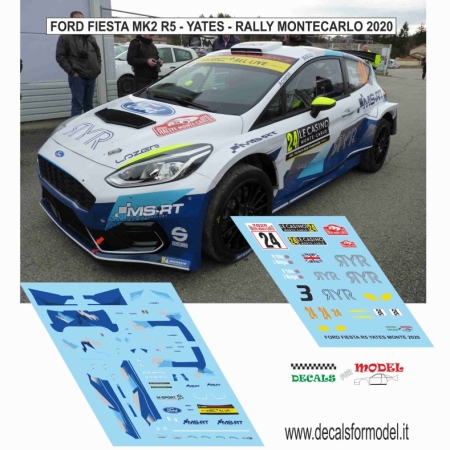 DECALS 1:43 FORD FIESTA R5 MK2 - YATES - RALLY MONTECARLO 2020