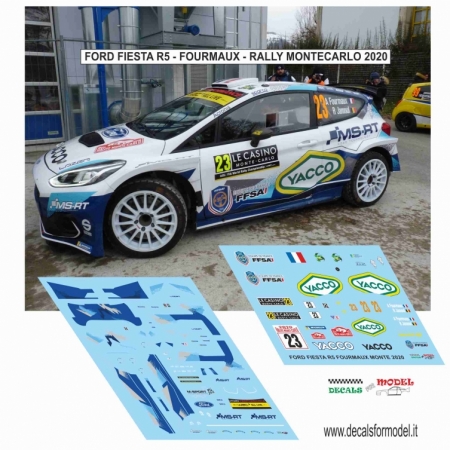 DECALS 1:43 FORD FIESTA R5 MK 2 - FORMAUX - RALLY MONTECARLO 2020
