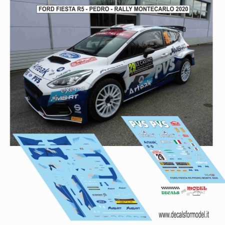 DECALS 1:43 FORD FIESTA R5 MK 2 - PEDRO - RALLY MONTECARLO 2020