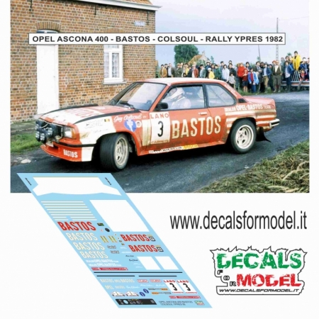 DECALS 1:43 - OPEL ASCONA 400 - BASTOS - COLSOUL - RALLY YPRES 1982