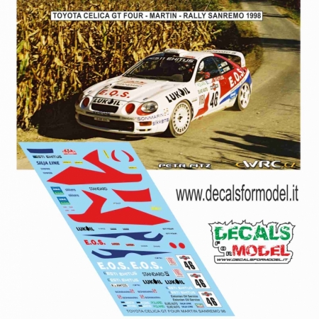 DECALS 1:24 TOYOTA CELICA GT FOUR - MARTIN - RALLY SANREMO 1998