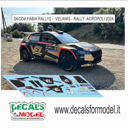 DECALS 1:43 - SKODA FABIA RALLY 2 - VELANIS - RALLY ACROPOLI 2024