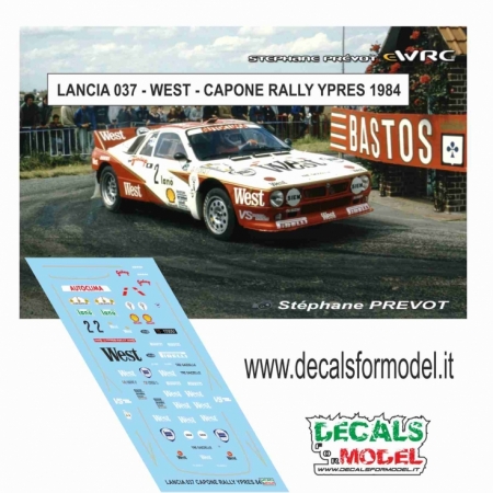 DECALS 1:43 - LANCIA 037 - WEST - CAPONE - RALLY YPRES 1984
