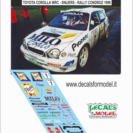 DECALS 1:43 - TOYOTA COROLLA WRC - SNIJERS - RALLY CONDROZ 1999