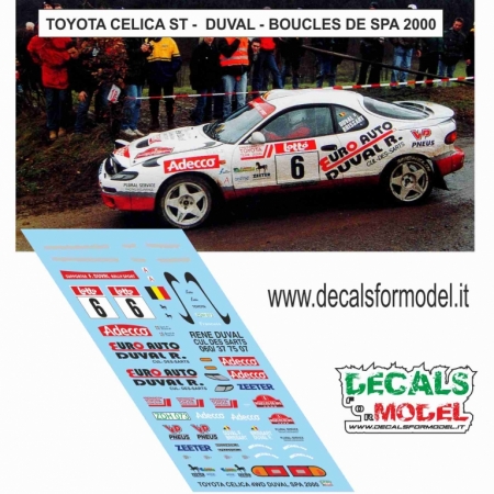 DECALS 1:43 TOYOTA CELICA ST185 - DUVAL - RALLY BOUCLES DE SPA 2000