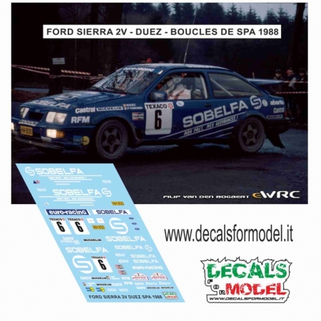 DECALS 1:43 - FORD SIERRA 2V - DUEZ - BOUCLES DE SPA 1988