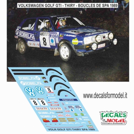 DECALS 1:43 - VOLKSWAGEN GOLF GTI - THIRY - BOUCLES DE SPA 1989