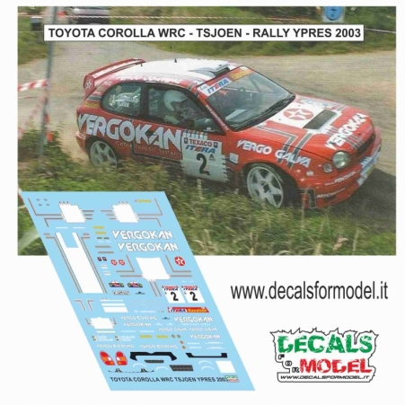 DECALS 1/43 - TOYOTA COROLLA WRC - TSJOEN - RALLY YPRES 2003