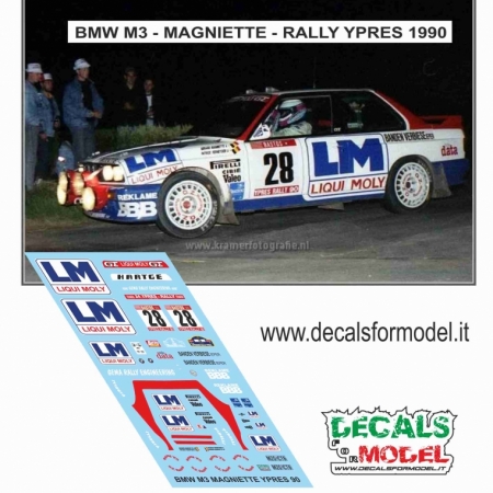 DECALS 1:43 BMW M3 - MAGNIETTE - RALLY YPRES 1990