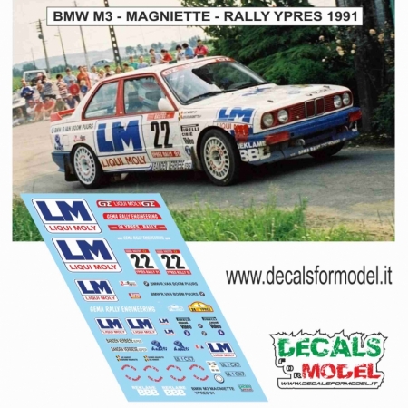 DECALS 1:43 - BMW M3 - MAGNIETTE - RALLY YPRES 1991