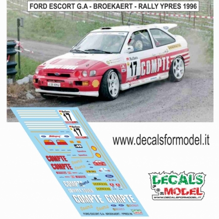 DECALS 1:43 FORD ESCORT COSW. - BROEKAERT - RALLY YPRES 1996